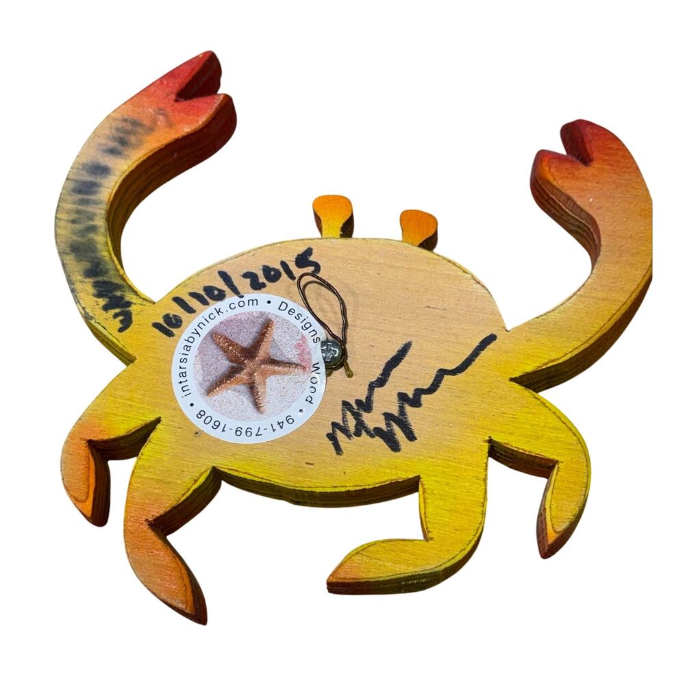 Nick Vidakovic Intarsia Fish Dolphin Crab Nautical Wood Art - Picture 15 of 16
